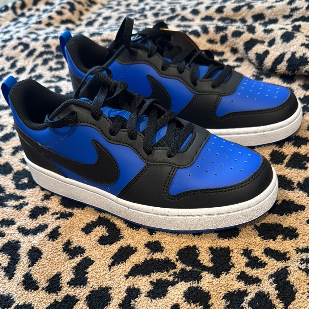 Nike Black and Blue Sneakers with Classic Low-Top Design